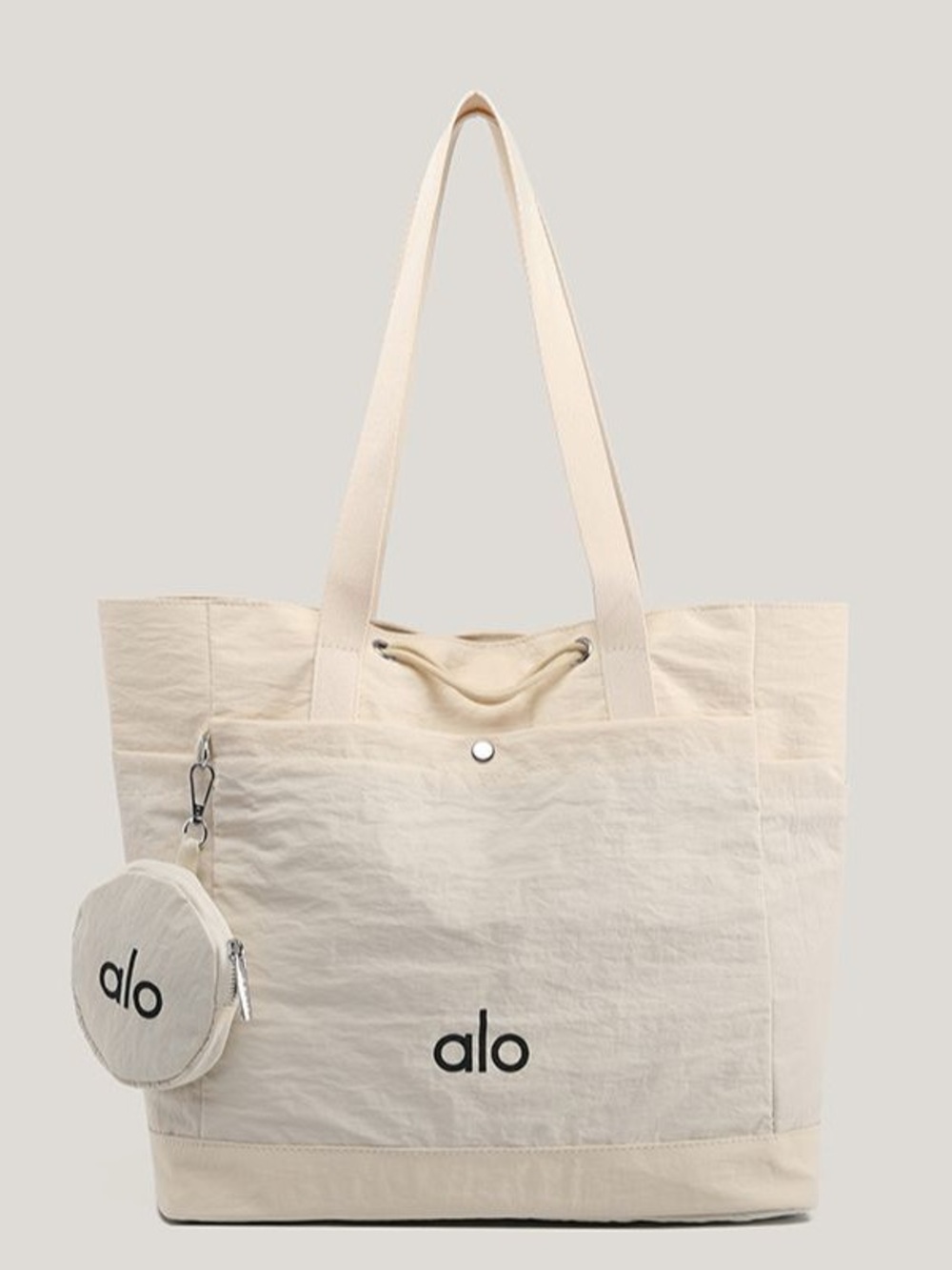ALO Yoga Cream Canvas Tote with Detachable Round Pouch